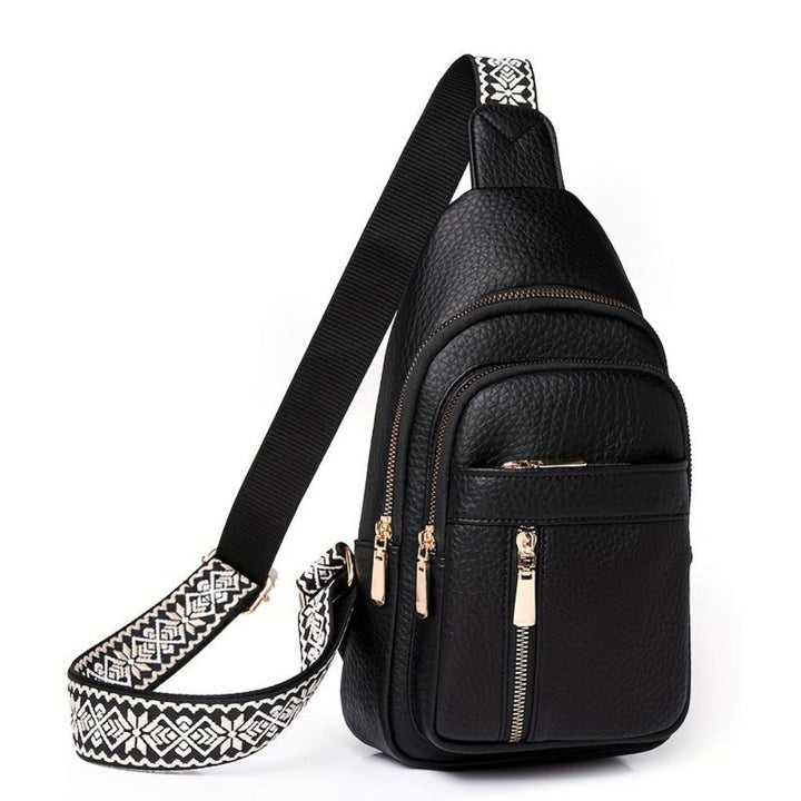 Women's retro black leather crossbody, durable everyday carry & fashion statement.