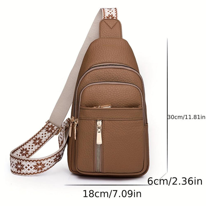 Stylish black leather crossbody, retro design for women's everyday fashion.
