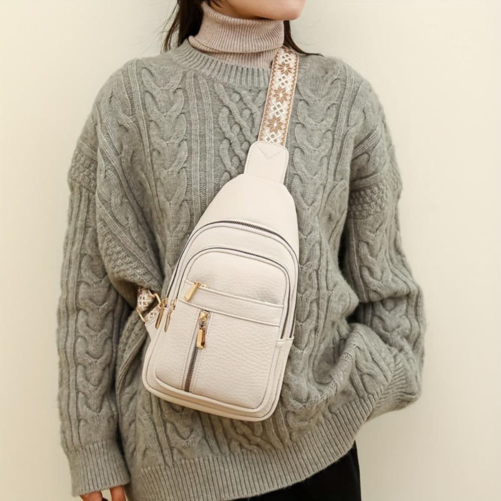 Khaki leather shoulder bag, vintage style women's accessory for daily use.