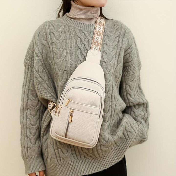 Khaki leather shoulder bag, vintage style women's accessory for daily use.