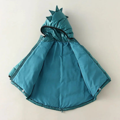 Soft & warm kids' dino puffer jacket, essential winter outerwear for toddlers, boys, & girls.