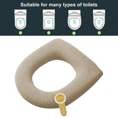 Comfortable toilet seat warmer cushion, soft polyester, easy to install for ultimate bathroom luxury.