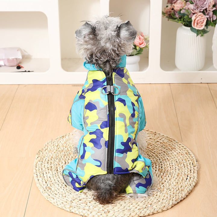 Reflective dog winter coat, waterproof & warm, perfect for outdoor cold weather safety.