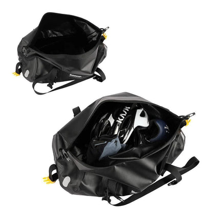 Cycling pannier bag 20L in a bright color, emphasizing its waterproof and rear rack design.