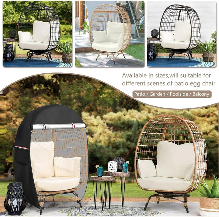 Weatherproof egg chair cover, double zipper for hassle-free protection of your backyard furniture.
