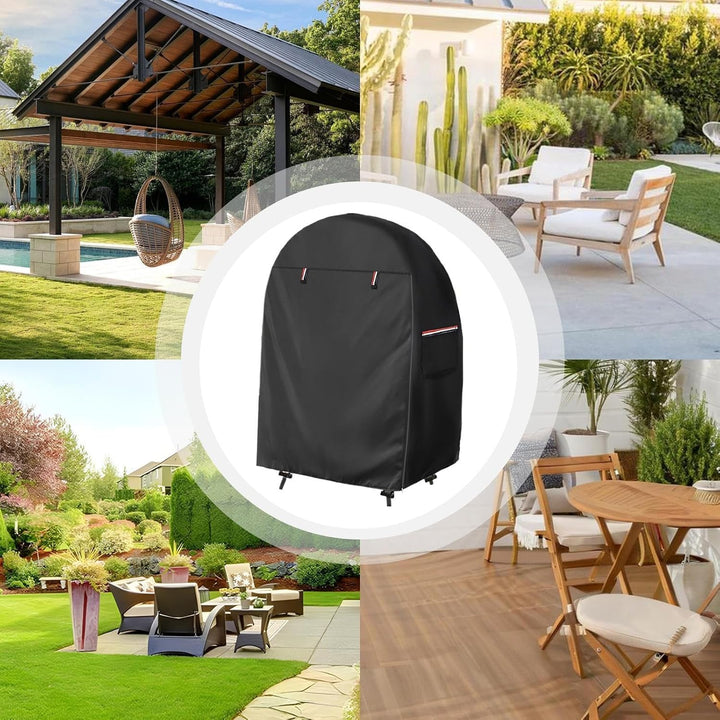 Heavy-duty waterproof egg chair cover, double zipper closure protects against rain, dust, & sun.