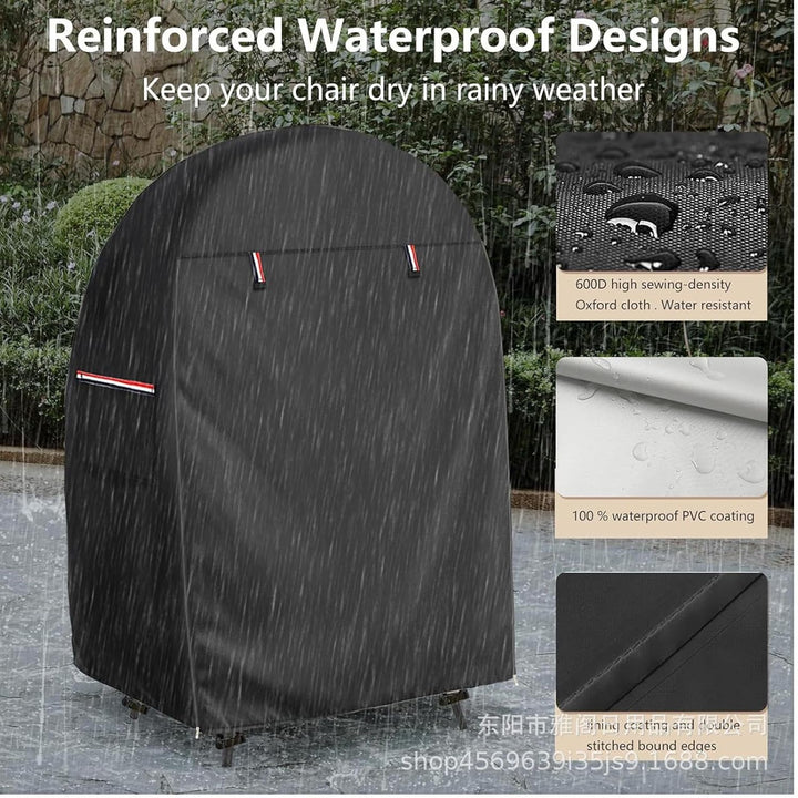Garden egg chair cover, protective waterproof fabric & double zipper for safeguarding outdoor decor.