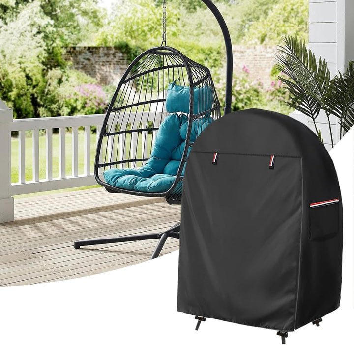 Universal waterproof egg chair cover, double zipper for secure fit & robust weather defense.