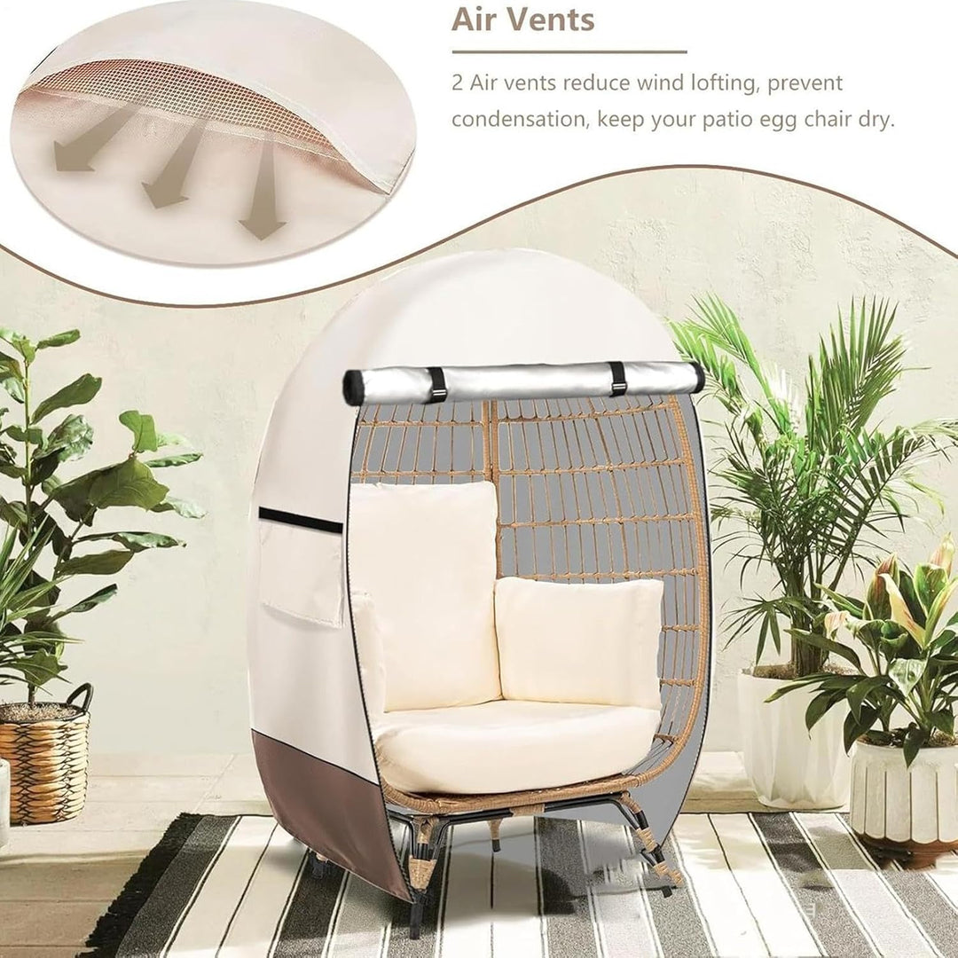 Durable egg chair cover, waterproof & featuring a double zipper for easy patio furniture protection.