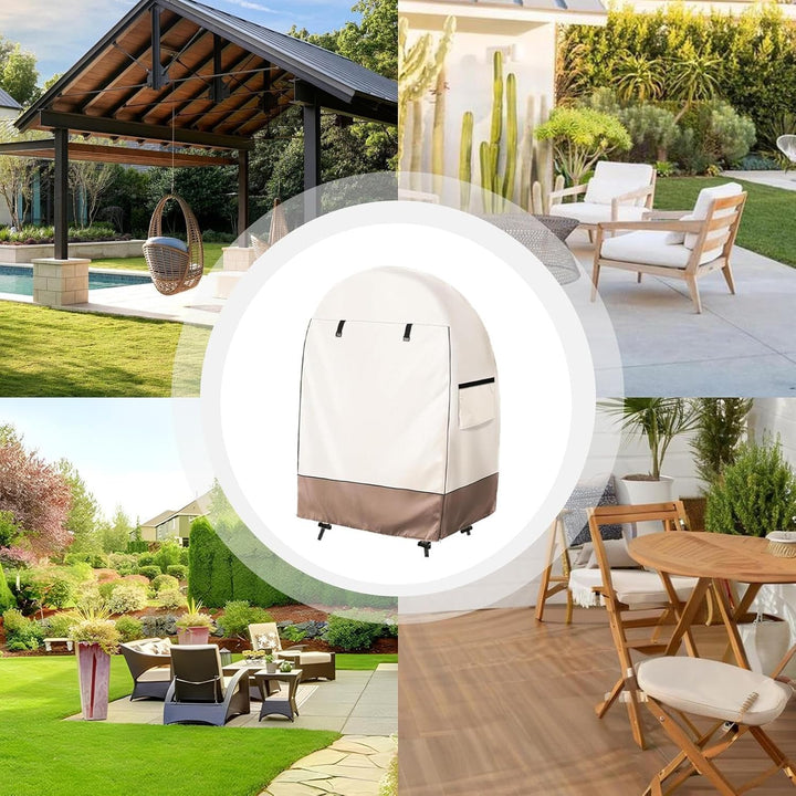 Outdoor egg chair cover, heavy-duty waterproof fabric & double zipper for garden furniture protection.