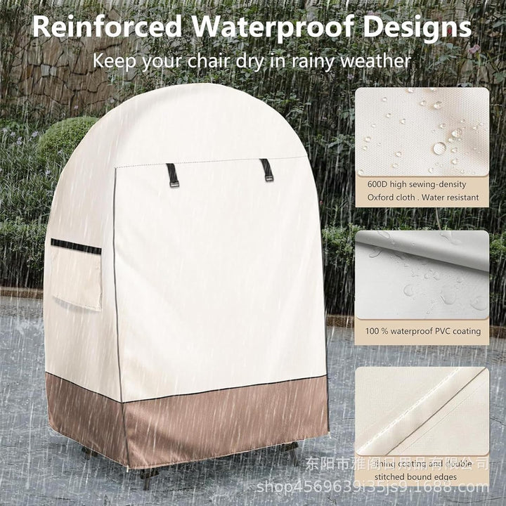 Stylish waterproof egg chair cover, double zipper closure for year-round outdoor furniture protection.