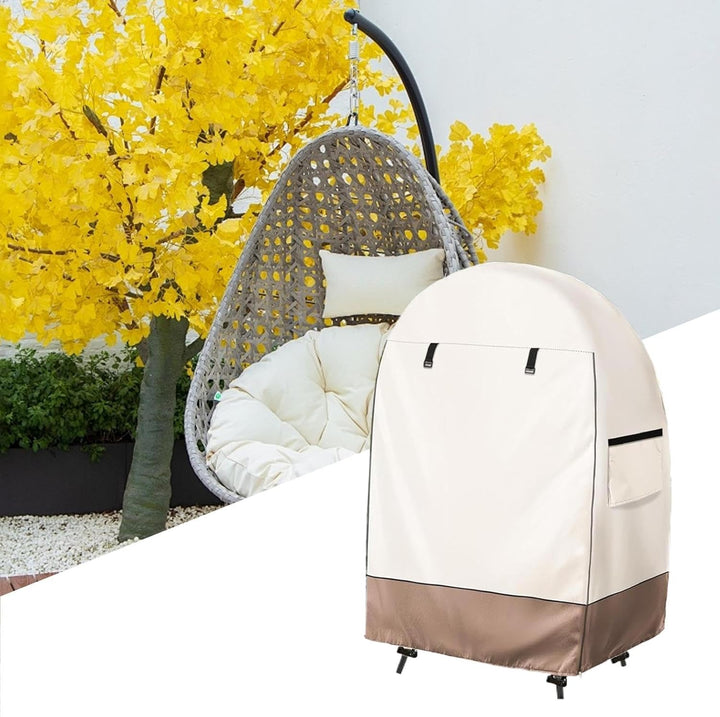 Resistant waterproof egg chair cover with double zipper for ultimate protection of outdoor seating.