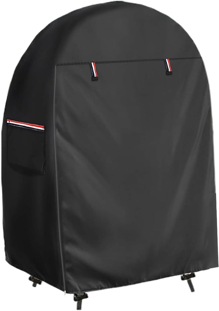 Large waterproof egg chair cover, featuring double zipper and drawstring for secure outdoor fit.