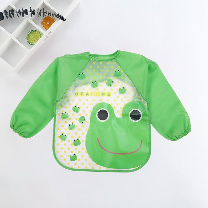 Premium waterproof long-sleeve baby bib, offering full coverage for clean feeding times.