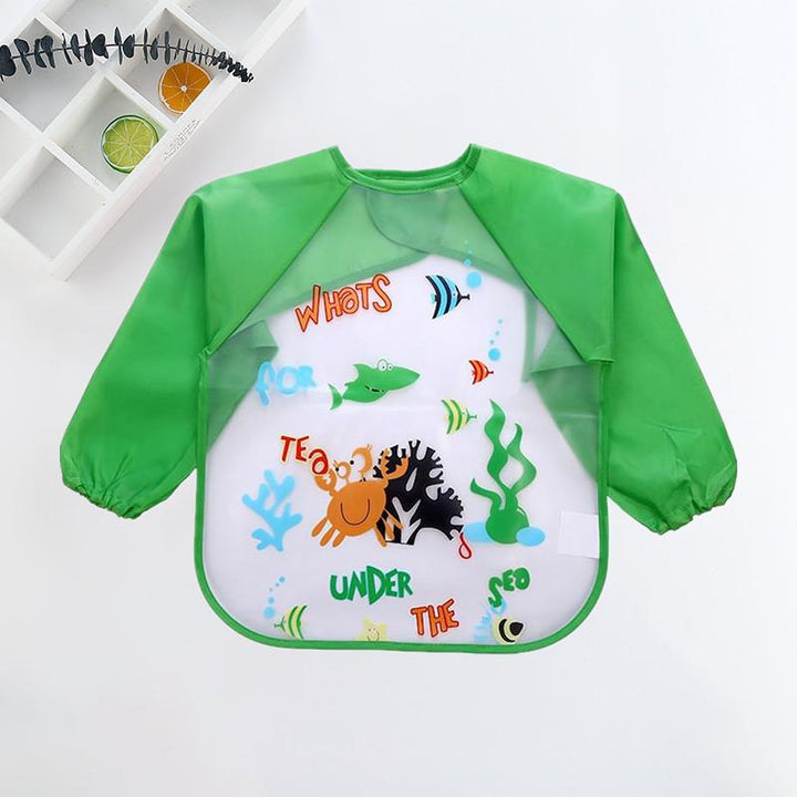 Functional waterproof long-sleeve bib, a must-have for baby feeding and toddler play.