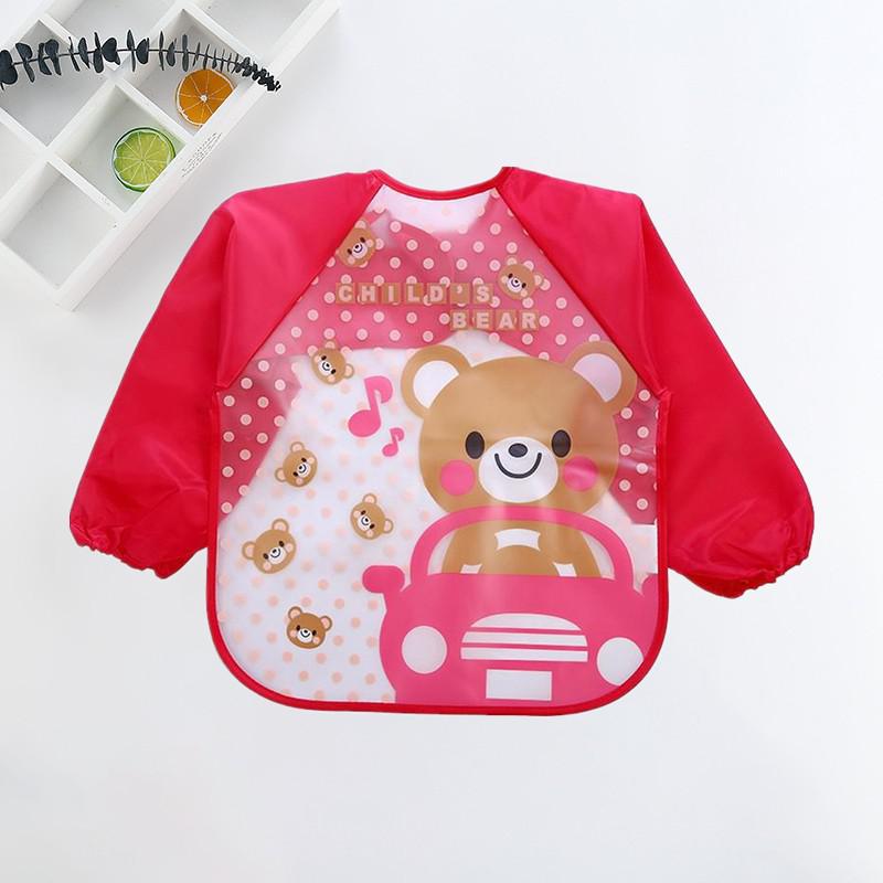 Adjustable waterproof long-sleeve bib, perfect for baby feeding and keeping clothes clean.