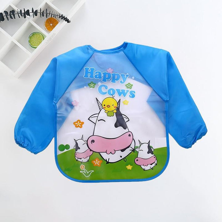Easy-clean waterproof long-sleeve feeding bib for babies, toddlers, and messy eaters.