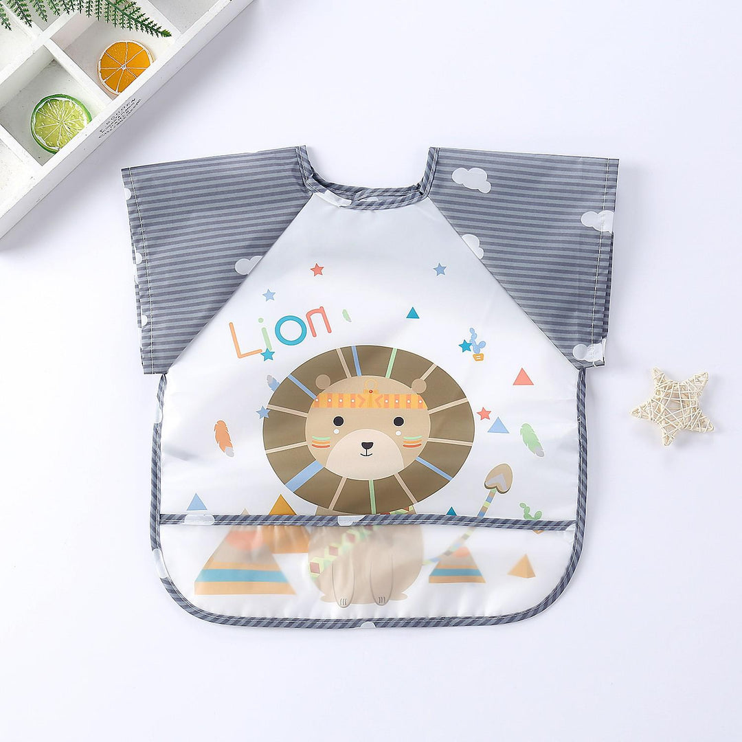 Practical waterproof long-sleeve bib protecting baby's clothes during mealtime & play.