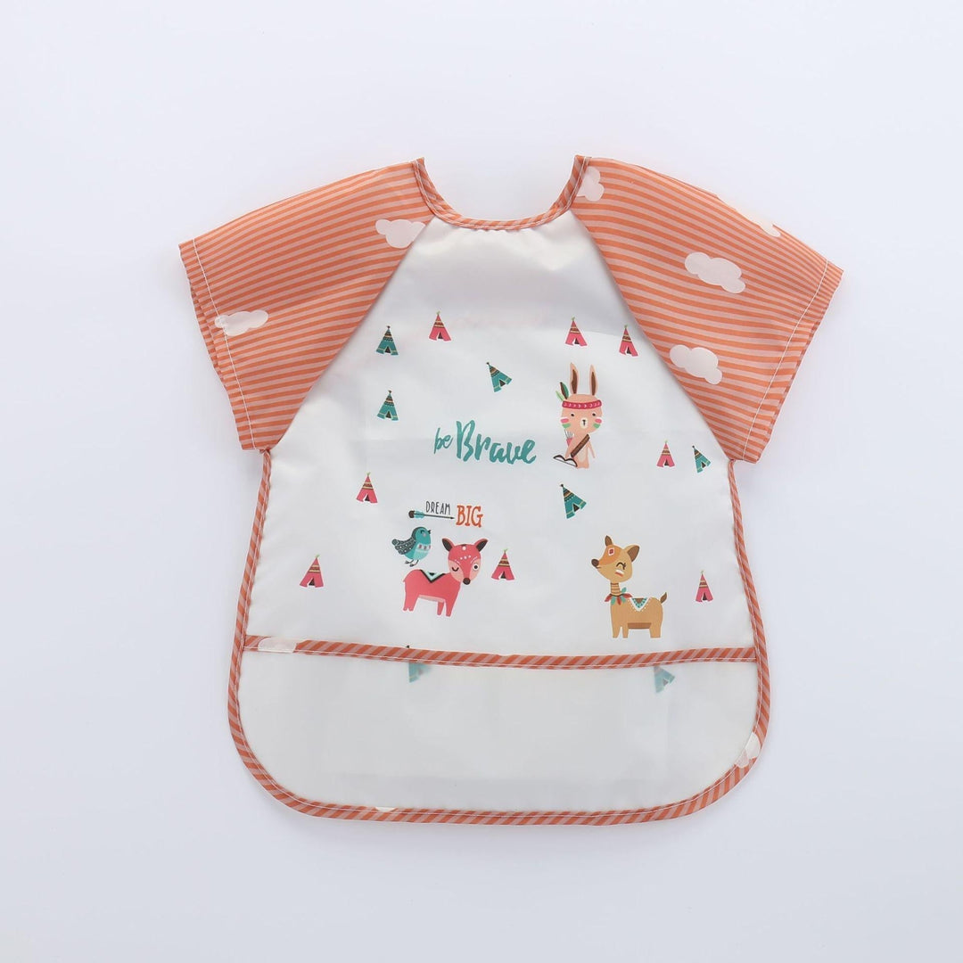 High-quality waterproof long-sleeve bib ensuring clean mealtimes for babies & kids.