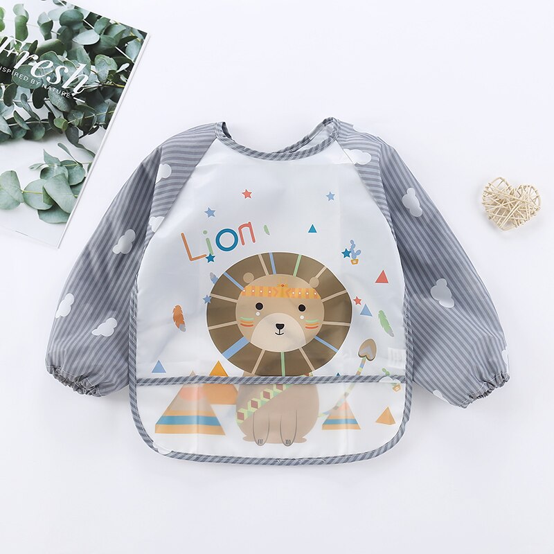 Soft, waterproof long sleeve art smock & feeding bib for babies and toddlers, easy to clean.