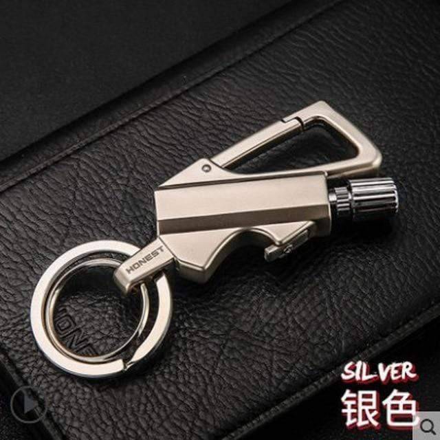 Compact survival lighter with carabiner, perfect for backpacking and outdoor adventures