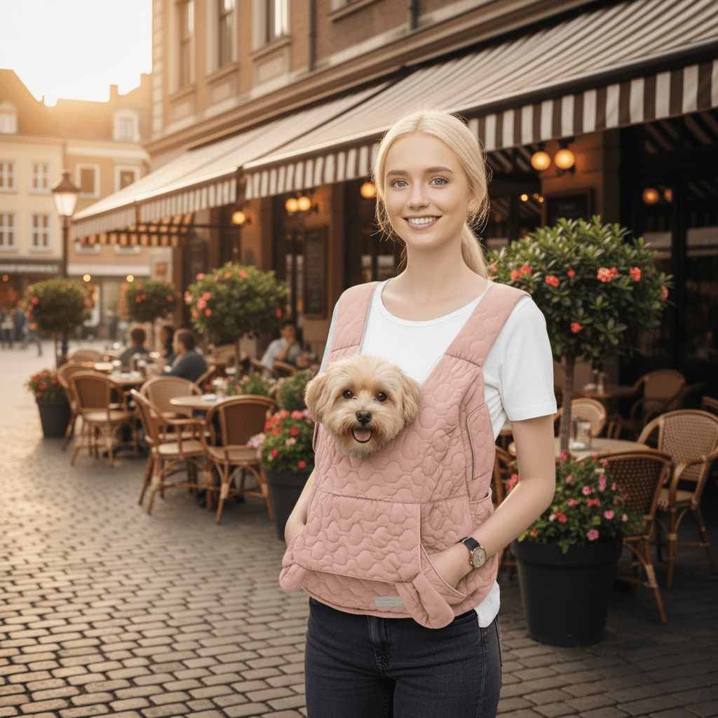 Portable pet travel bag, waterproof, for small dogs & cats up to 22 lbs. Secure and comfortable for animal transport.