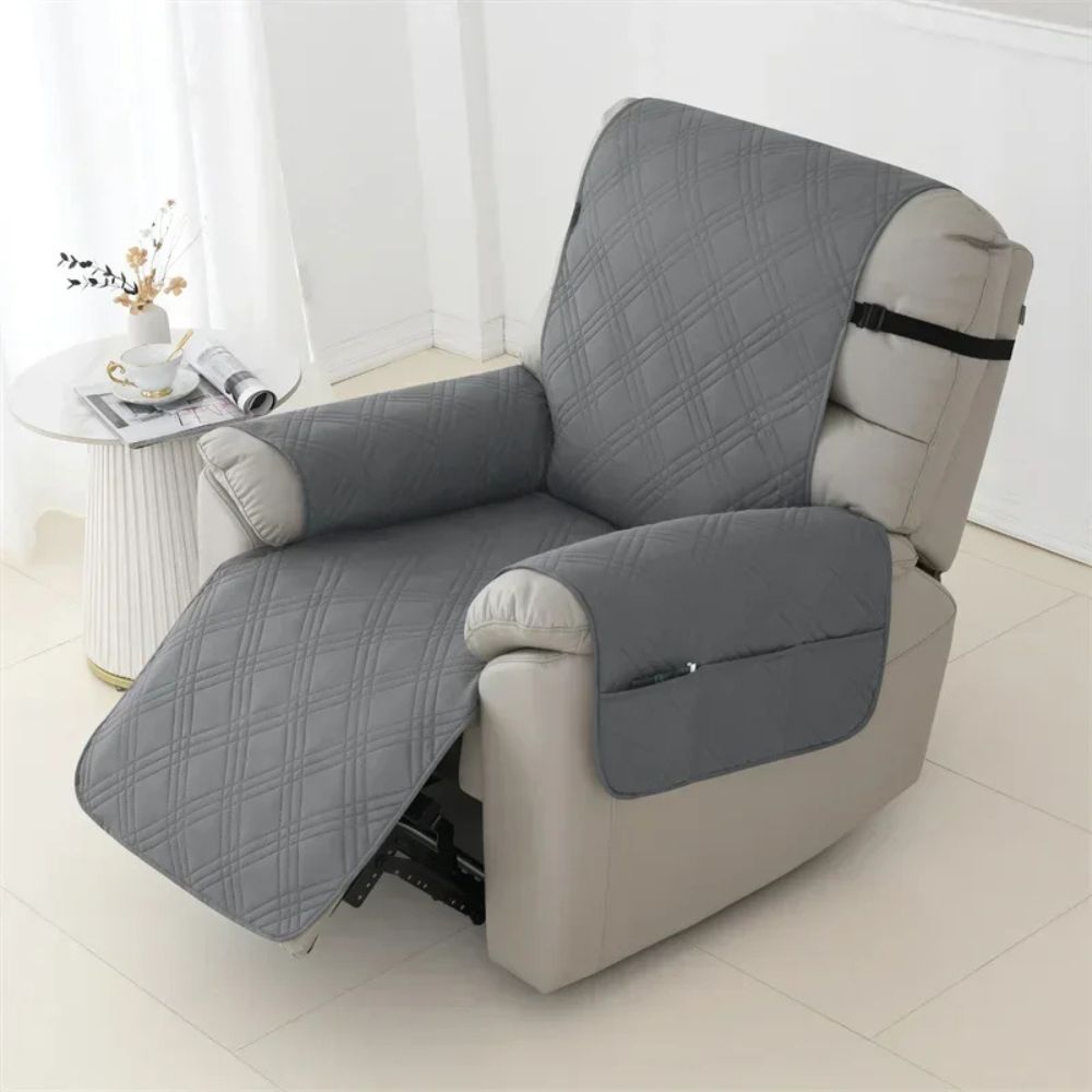 Stain resistant waterproof quilted recliner chair protector, spill guard, pet friendly slipcover.