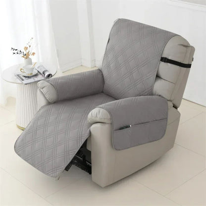 Quilted recliner slipcover, soft & comfortable, adds living room decor, easy care furniture cover.