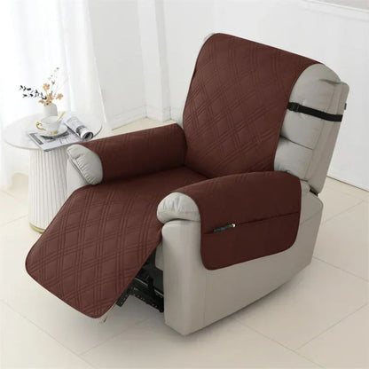 Easy care waterproof quilted recliner cover protects furniture from spills, stains & pets.