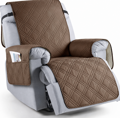 Stylish unisex recliner chair cover, waterproof & machine washable, enhancing living room decor.