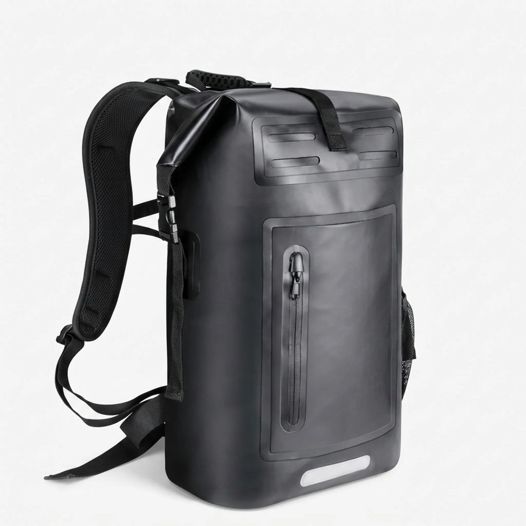 Unisex waterproof roll top hiking backpack. Ideal outdoor adventure gear daypack for camping trips & travel.