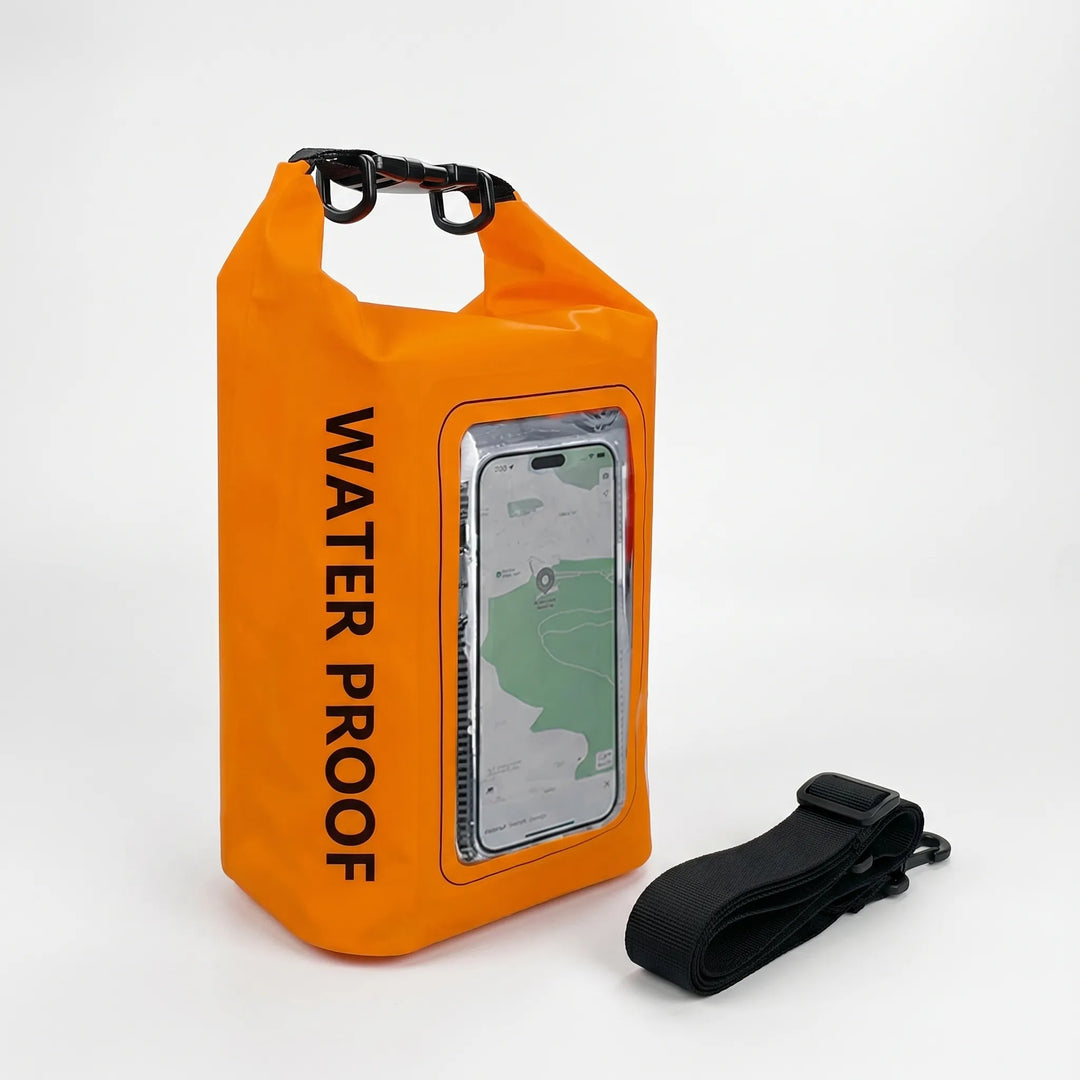 Go on adventures! Waterproof dry bag with clear touchscreen window for ultimate phone protection.