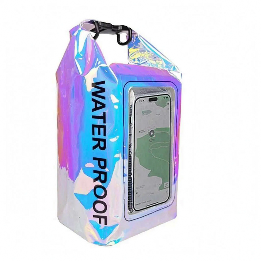 Explore safely with this waterproof dry bag, roll-top, and clear touchscreen phone window.