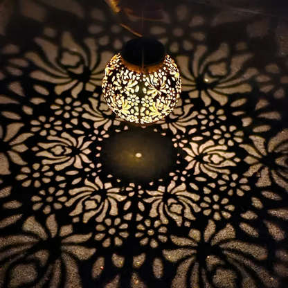 RadiantGlow solar-powered LED hanging lantern, waterproof & energy-efficient for garden ambiance.