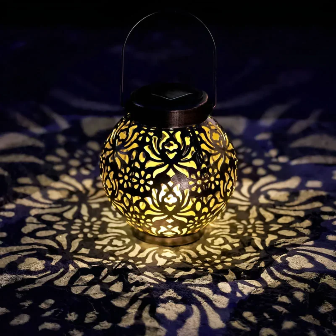 Energy-efficient solar LED garden light, a waterproof hanging lantern for beautiful outdoor spaces.