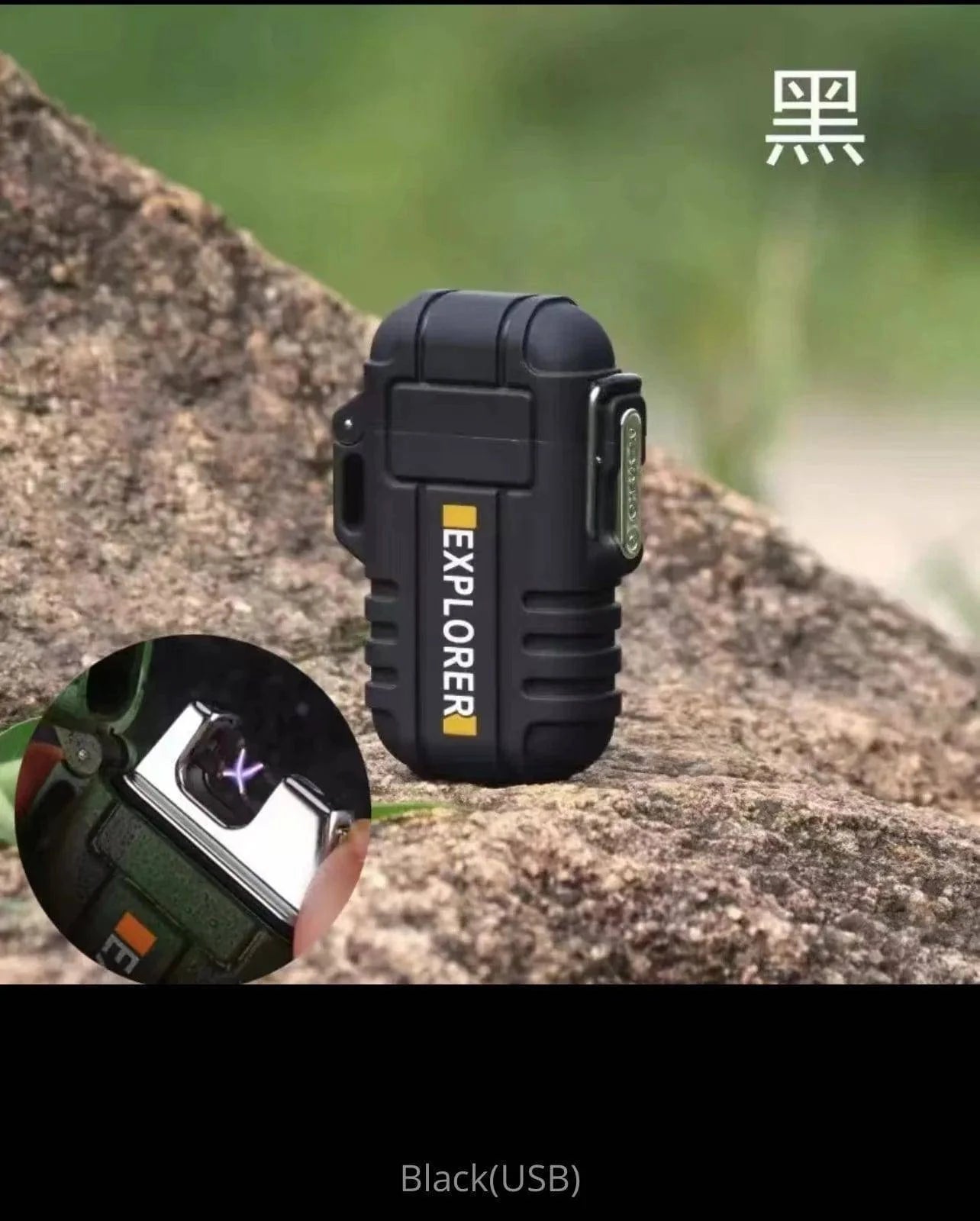 Wind-resistant plasma dual arc lighter, waterproof and rechargeable via USB