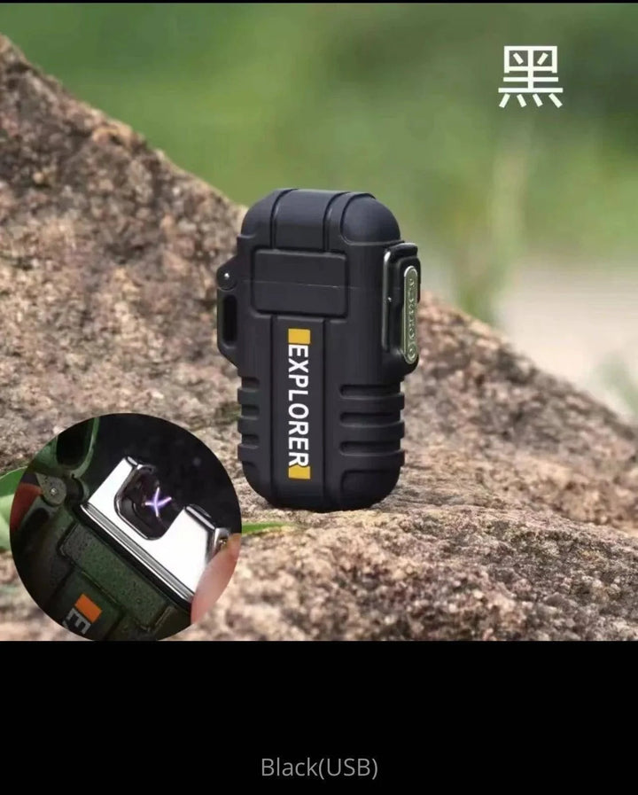 Wind-resistant plasma dual arc lighter, waterproof and rechargeable via USB