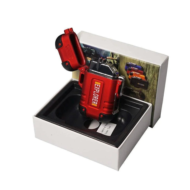 Outdoor lighter with waterproof casing, USB rechargeable plasma dual arc