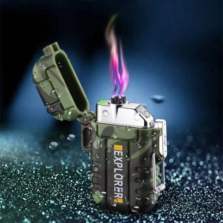 Plasma dual arc lighter, waterproof & windproof for outdoor use, USB rechargeable