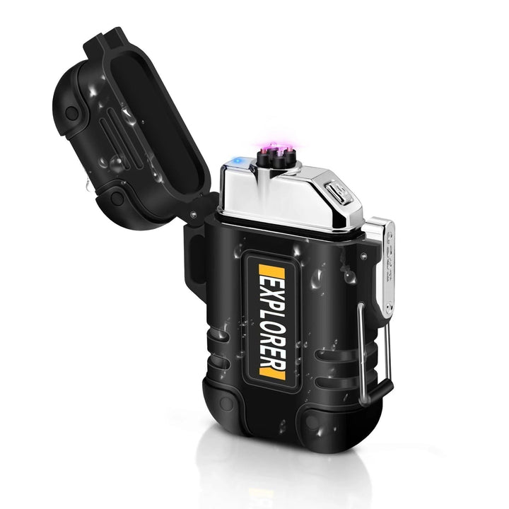 Waterproof USB lighter for outdoor survival, plasma dual arc ignition