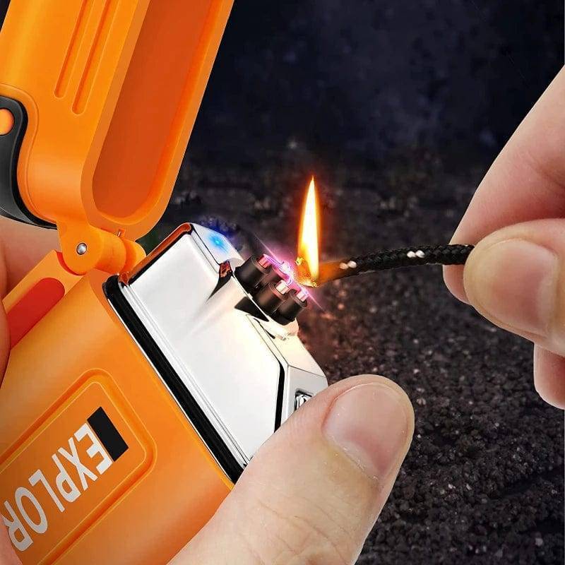 Windproof dual arc plasma lighter, waterproof, perfect for camping & hiking