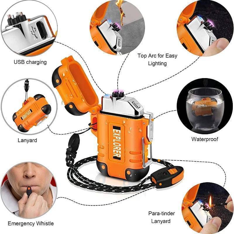 Compact waterproof USB rechargeable plasma lighter for outdoor adventures