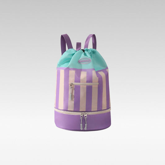 Wet-Dry Shoe Bay Drawstring Backpack, water-resistant camping storage with shoe compartment