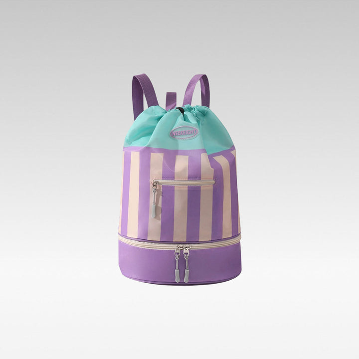 Wet-Dry Shoe Bay Drawstring Backpack, water-resistant camping storage with shoe compartment