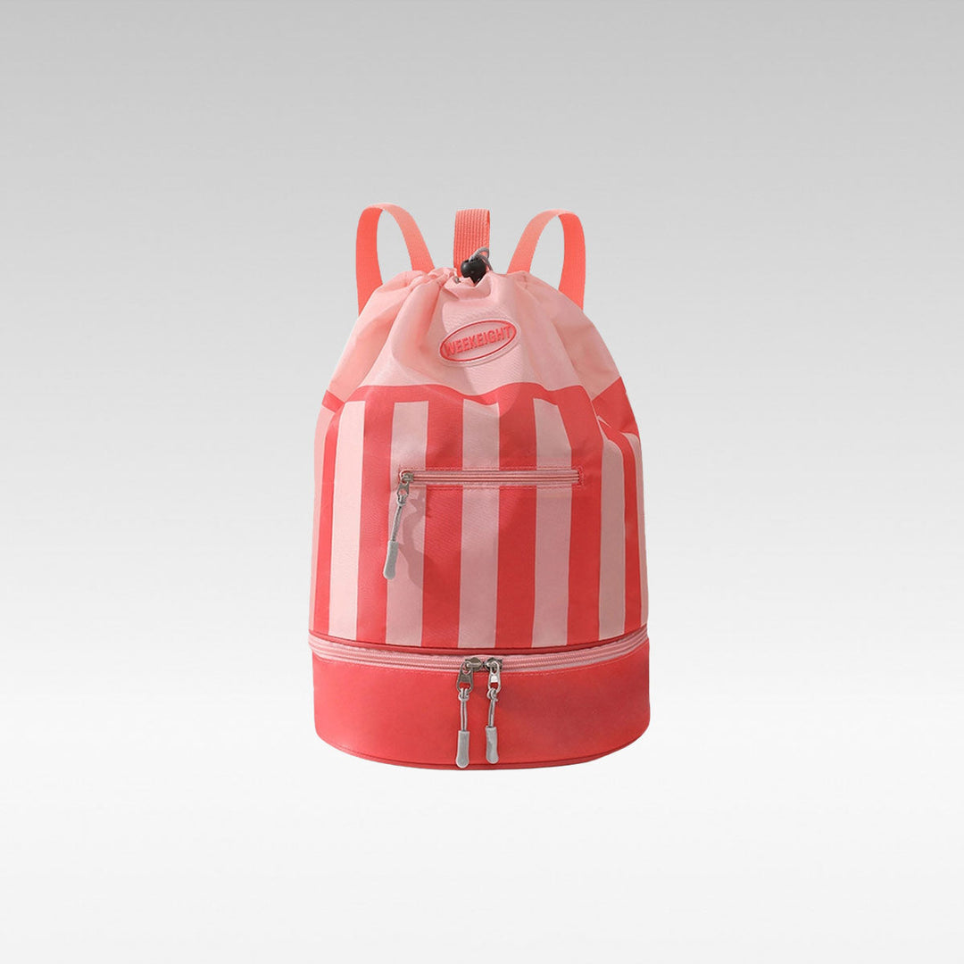 Unisex drawstring gym bag & travel backpack with separate wet dry compartment