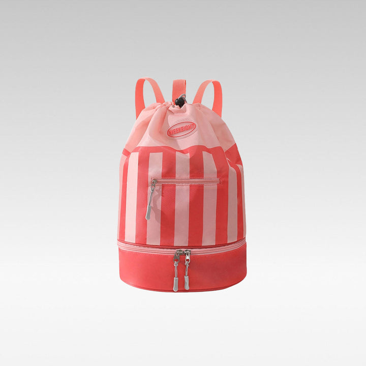 Unisex drawstring gym bag & travel backpack with separate wet dry compartment