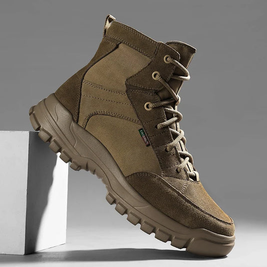 Wexford Men's All-Terrain Comfort Boots in khaki. Durable & lightweight, ideal for outdoor hiking & walking.
