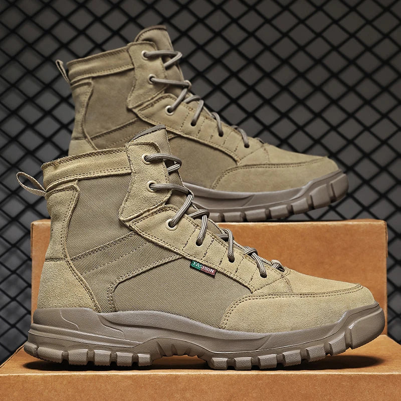 Durable Wexford men's all-terrain hiking boots. Sand-colored, ideal for outdoor adventures & rough paths.