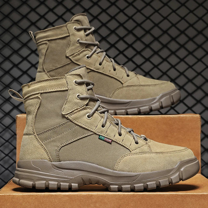 Durable Wexford men's all-terrain hiking boots. Sand-colored, ideal for outdoor adventures & rough paths.