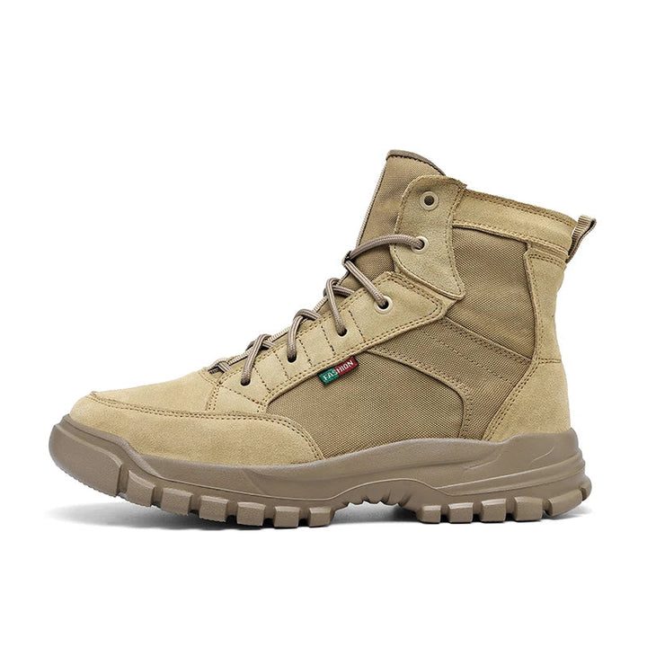 Lightweight Wexford men's comfort boots. Khaki all-terrain ankle boots, perfect for hiking, travel & daily wear.